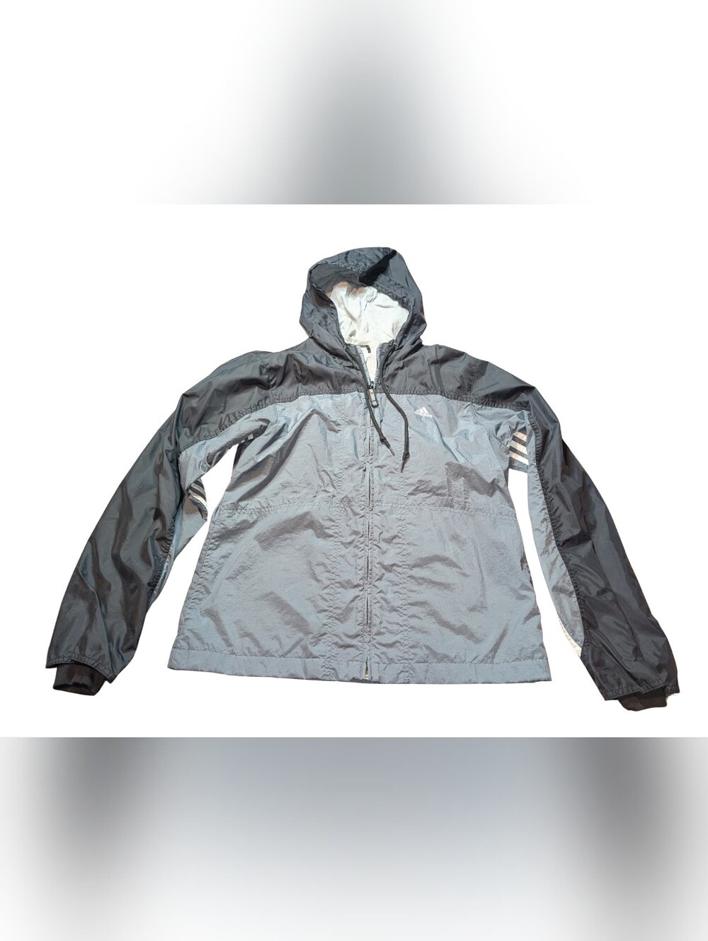 Adidas Men's Grey Hooded Windbreaker Jacket